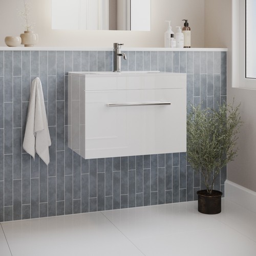 600mm white wall hung vanity - 600mm,