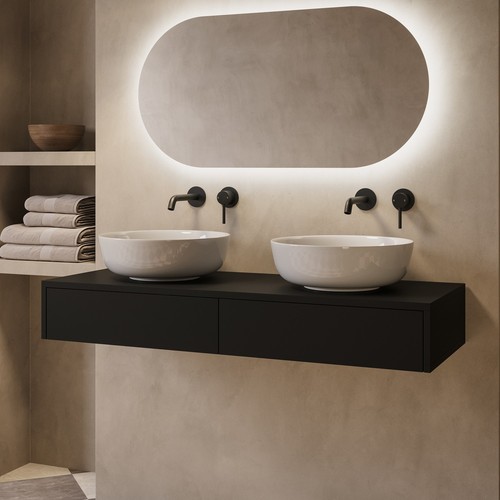 1200mm black wall hung double - black,