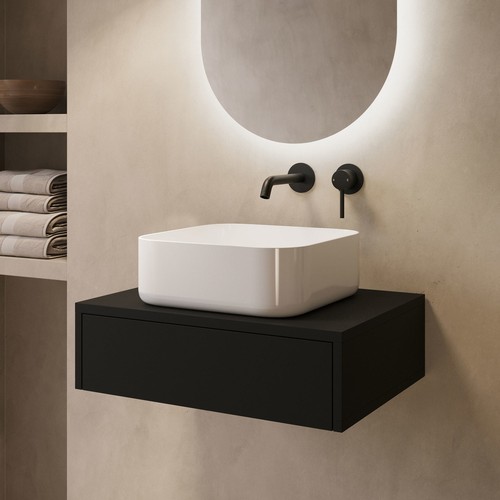 600mm black wall hung - wall,