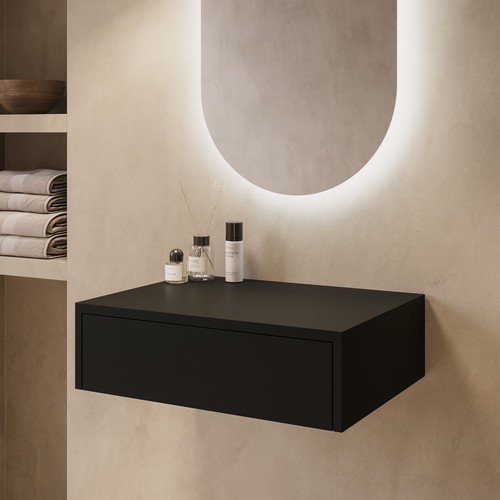 600mm black wall hung - wall,