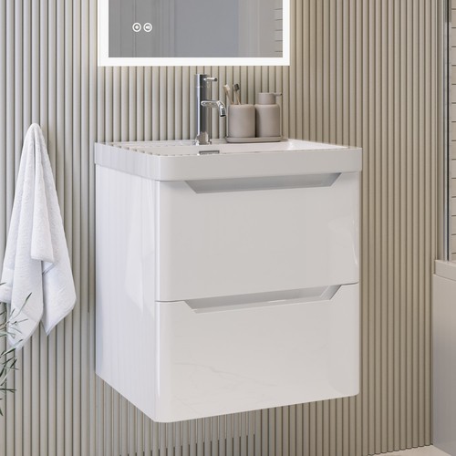 500mm white wall hung vanity - hung,