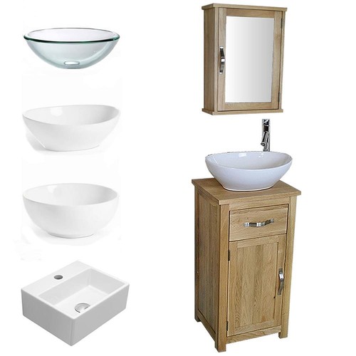 Solid oak bathroom cabinet - oak, |