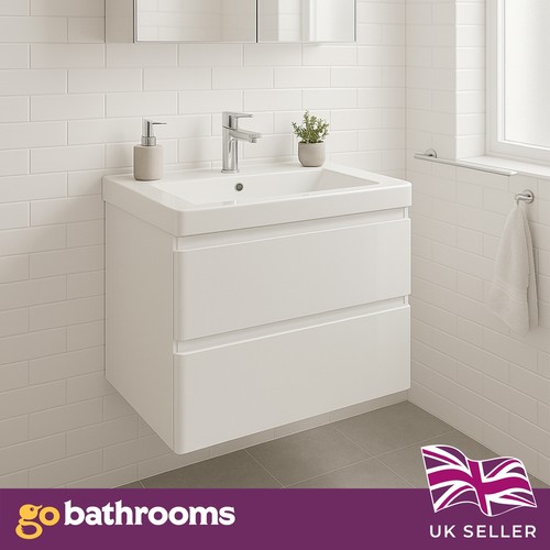 600mm white vanity unit wall - white,