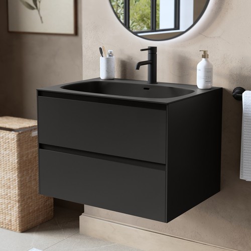 700mm black wall - hung, vanity