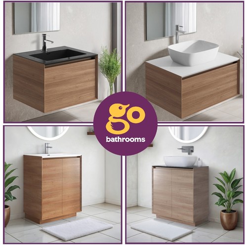 Oak effect vanity - oak, unit